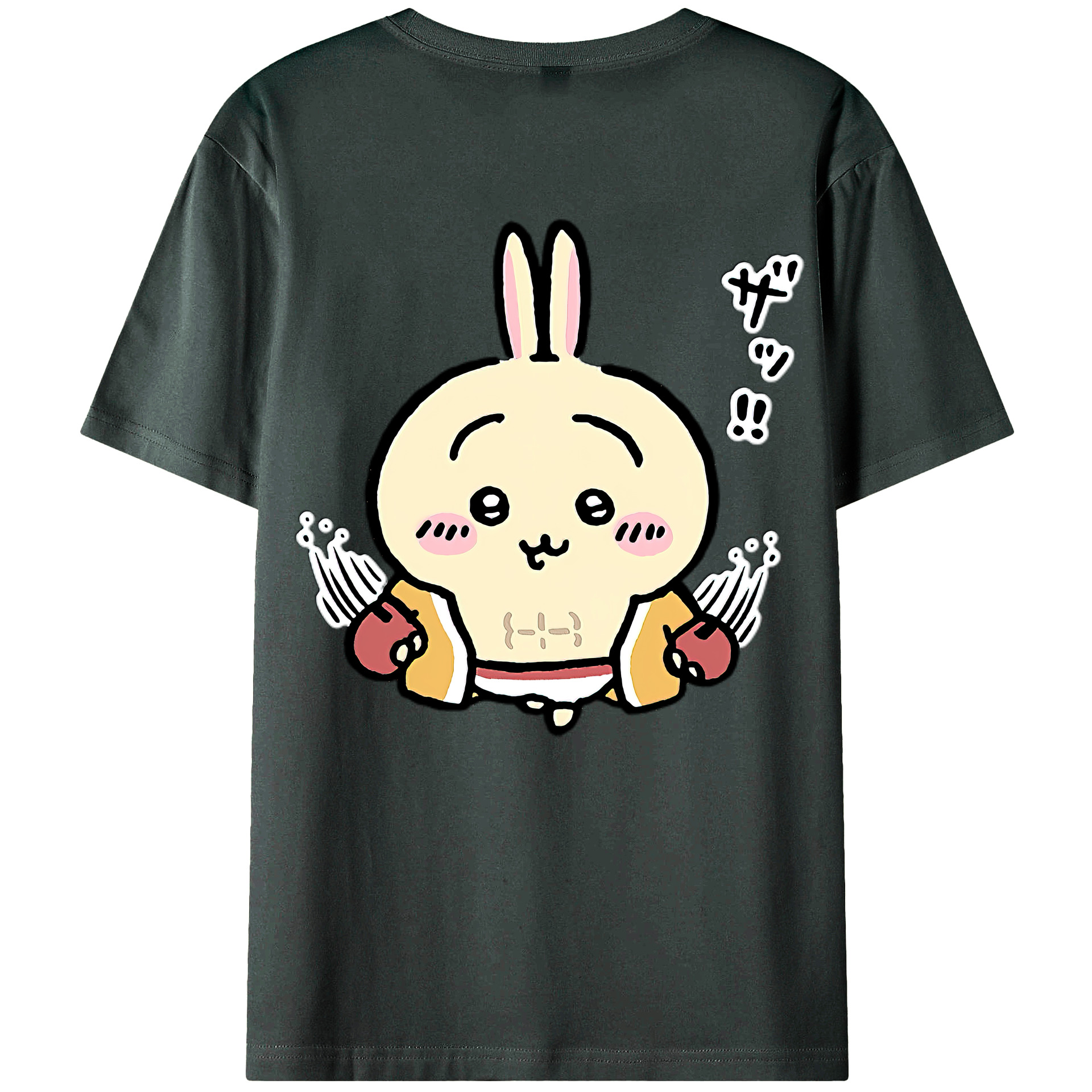 （画像用） ちいかわ うさぎ Chii-kawa usagi 綿100％ メンズ半袖Tシャツ（バックプリント） 通気性